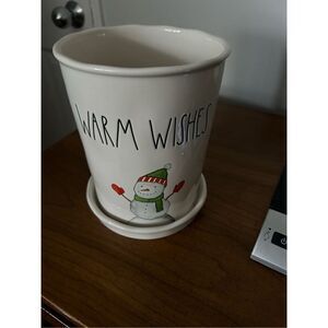 Rae Dunn Winter Holiday Snowman Large Planter Farmhouse White